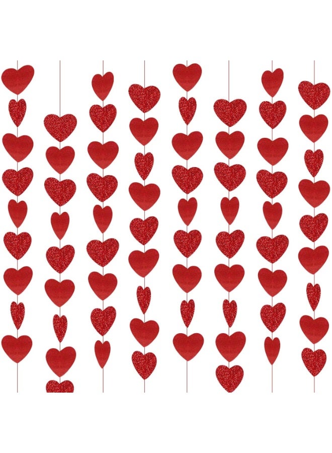 BrainGiggles Red Heart Garland Banner Streamer Set Balloons Hanging Strings Swirls for Party Decorations Valentines Decor Room Setup for Adults Kids (Heart Hanging String (12pcs)) - Image 1